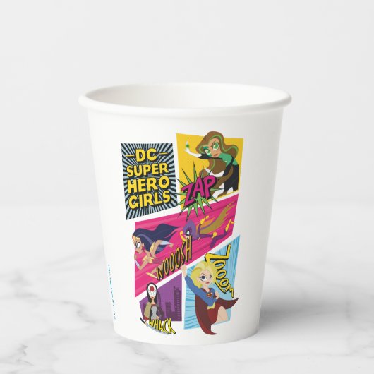 DC Super Hero Meisjes Actie Panelen Papieren Bekers (Voorkant)