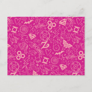 DC Super Hero Meisjes Roze Icoon Patroon Briefkaart