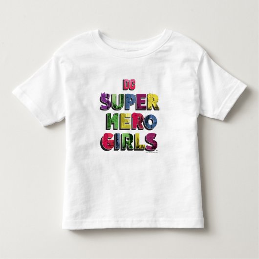 DC Super Hero Meisjes Stad Lettering Kinder Shirts (Voorkant)
