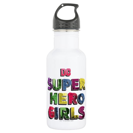DC Super Hero Meisjes Stad Lettering Waterfles (Voorkant)