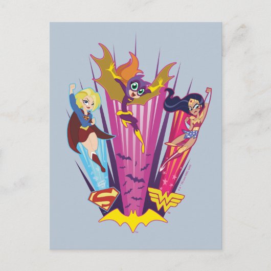 DC Super Hero Meisjes Trio Briefkaart (Voorkant)