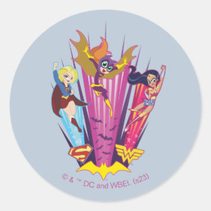 DC Super Hero Meisjes Trio Ronde Sticker