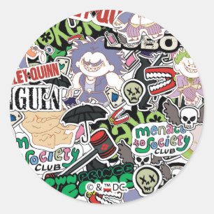 DC Super-Schurken Cartoon Patroon Ronde Sticker