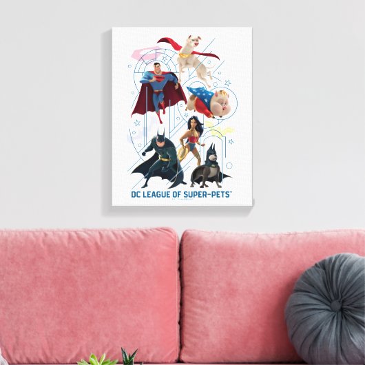 DC Trinity Heroes & Super Pets Canvas Afdruk (Insitu (Woonkamer))