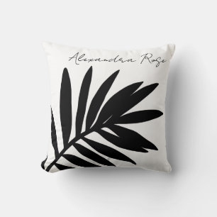 DCustom Palmblad Zwart Wit Negatieve Inversie Kussen