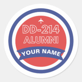 DD-214 Alumni gepersonaliseerde pensionering van d Ronde Sticker