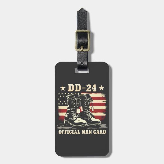 DD 24 Officiële Man Kaart American Veteran Day Fla Bagagelabel (Voorkant verticaal)