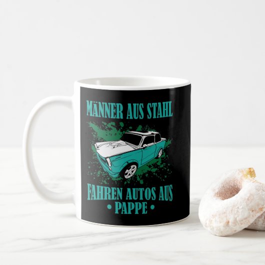 DDR Trabi "Männer aus Stahl, fahren Autos aus Papp Koffiemok (Met donut)