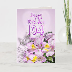 de 104ste kaart van de Verjaardag met de bloemen
