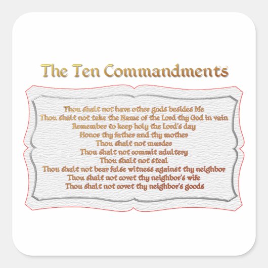 De 10 geboden vierkante sticker (Voorkant)