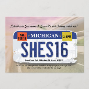 De 16de verjaardag van het meisje Michigan Uitnodi Kaart