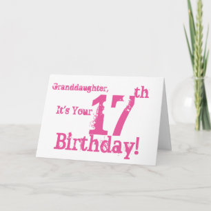 De 17de verjaardag van de kleindochter in roze kaart