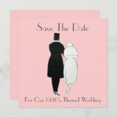 De 1920's Geëigende bruiloft bespaart de datum Save The Date (Voorkant / Achterkant)