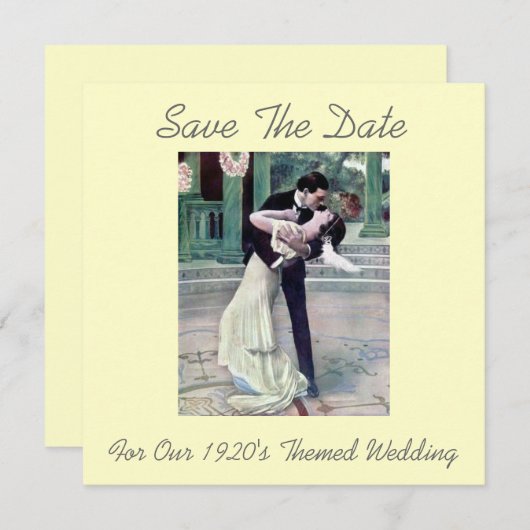 De 1920's Geëigende bruiloft bespaart de datum Save The Date (Voorkant / Achterkant)