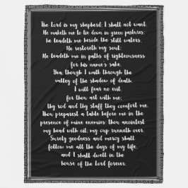 De 23e Psalm Black met White Hand Lettered Fleece Deken