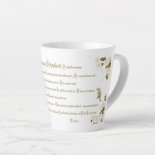 De 23e Psalm Latte Cup - De Heer is mijn Shepherd Latte Mok (Rechterhoek)