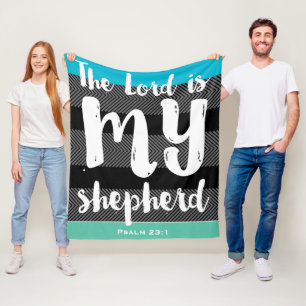 De 23e Psalm Zwart met Witte Hand Letteren Fleece Deken