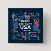 De 250ste verjaardag van Amerika Vierkante Button 5,1 Cm (Voorkant)