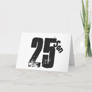 De 25ste verjaardag van de zoon, zwart en wit. kaart