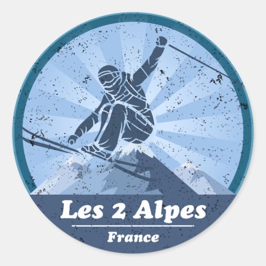 De 2 Alpen Ski Station Ronde Sticker (Voorkant)