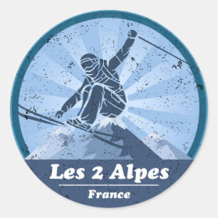 De 2 Alpen Ski Station Ronde Sticker