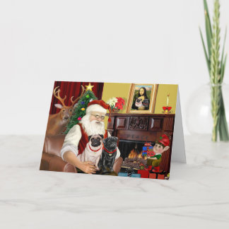 De 2 pugs van de Kerstman (geschaafd + zwart) Feestdagen Kaart