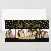 De 4-foto van het Stip van nieuwjaren Gouden Kaart (Voorkant / Achterkant)