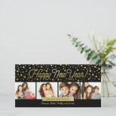 De 4-foto van het Stip van nieuwjaren Gouden Kaart (Staand voorkant)