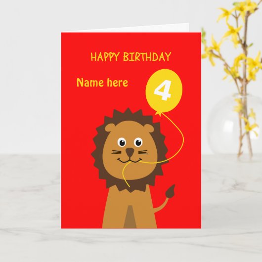 de 4de verjaardagsleeuw voegt het rood van kaart (Gele Bloem)