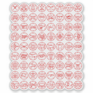 De 72 demonische tekenen van Ars Goetia (rood) Sticker