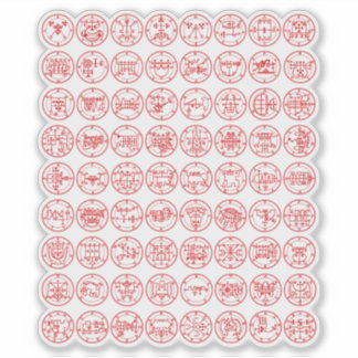 De 72 demonische tekenen van Ars Goetia (rood) Sticker