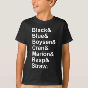 De 7 soorten bessen Boysenbes Aardbei Framboos T-shirt