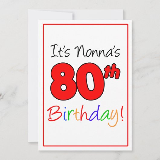 De 80e verjaardag van Nonna van de verjaardag van  Kaart (Voorkant)