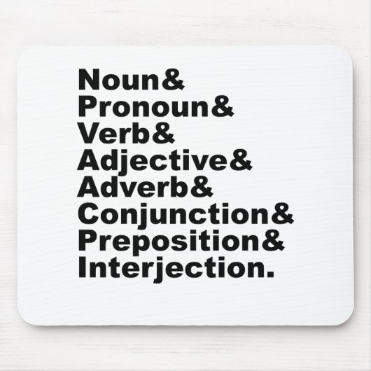 De 8 Delen van de Toespraak in de Engelse taal Muismat (Voorkant)