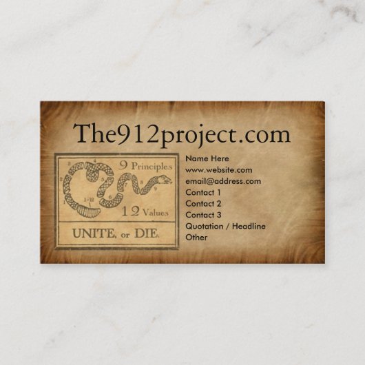 de 912project.com-profielkaart visitekaartje (Voorkant)