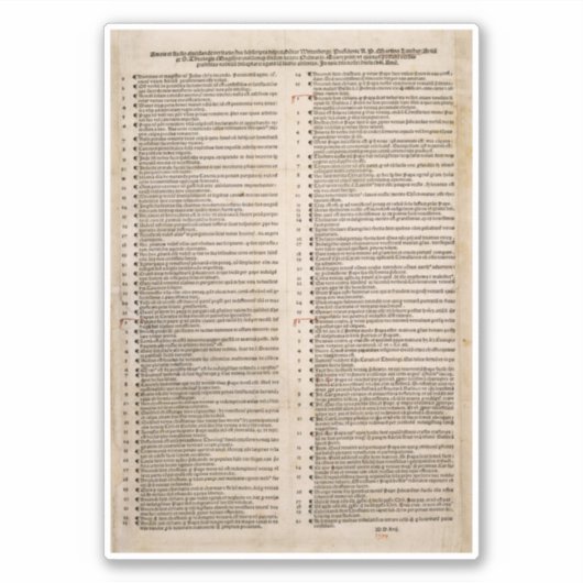 De 95 Theses (Martin Luther) Sticker (Voorkant)
