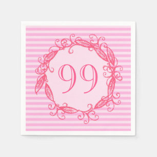 De 99ste Verjaardag Mooie Roze Swirly van vrouwen Servet