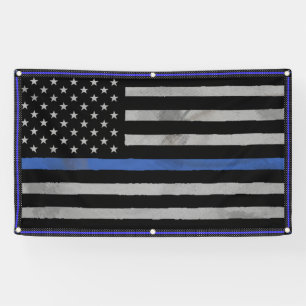 De aan flarden Verontruste Dunne Vlag van Blue Spandoek