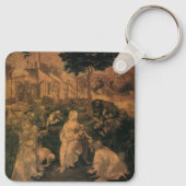 De aanbidding der wijzen van Leonardo da Vinci Sleutelhanger (Achterkant)