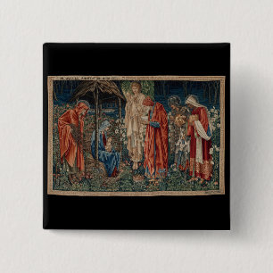 De aanbidding door de Wijzen (van Edward Burne-Jon Vierkante Button 5,1 Cm