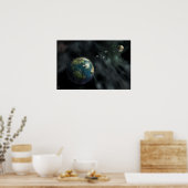 De aankomst - Sci Fi, ruimte, aarde, Poster (Keuken)