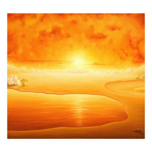 "De aankomst" surrealistische zonsondergang woesti Foto Afdruk