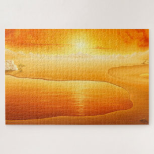 "De aankomst" surrealistische zonsondergang woesti Legpuzzel