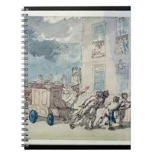 de aankomst van de brandweermotor (w/c, pen en ink notitieboek