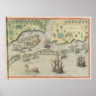 De aankomst van de Engelsen in Virginia Poster