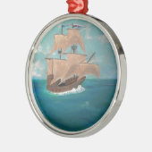De aankomst van de Mayflower Metalen Ornament (Links)