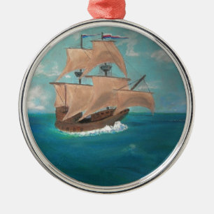 De aankomst van de Mayflower Metalen Ornament