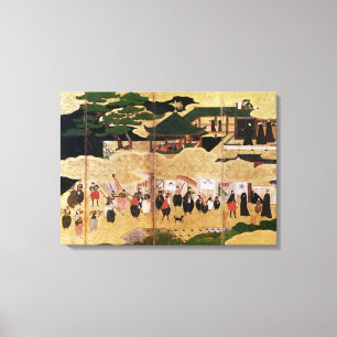 De aankomst van de Portugezen in Japan 2 Canvas Afdruk