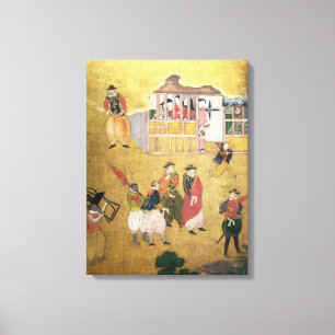 De aankomst van de Portugezen in Japan Canvas Afdruk