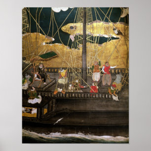 De aankomst van de Portugezen in Japan Poster